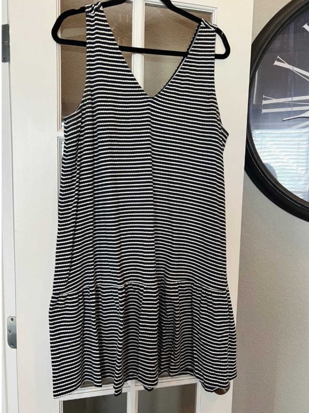 Loft Navy and White Horizontal Stripe Flounce Sundress